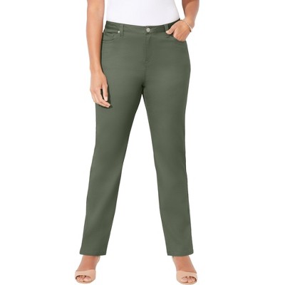 Catherines Women's Plus Size Petite Sateen Stretch Pant