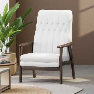 25.75" Matte Faux Leather Mid-Century Modern Accent Chair with Tufted Stitching - 1 of 4