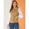INSPIRE CHIC Women's Buttoned Sleeveless Faux Suede Utility Vest with Cargo Pocket - 2 of 4
