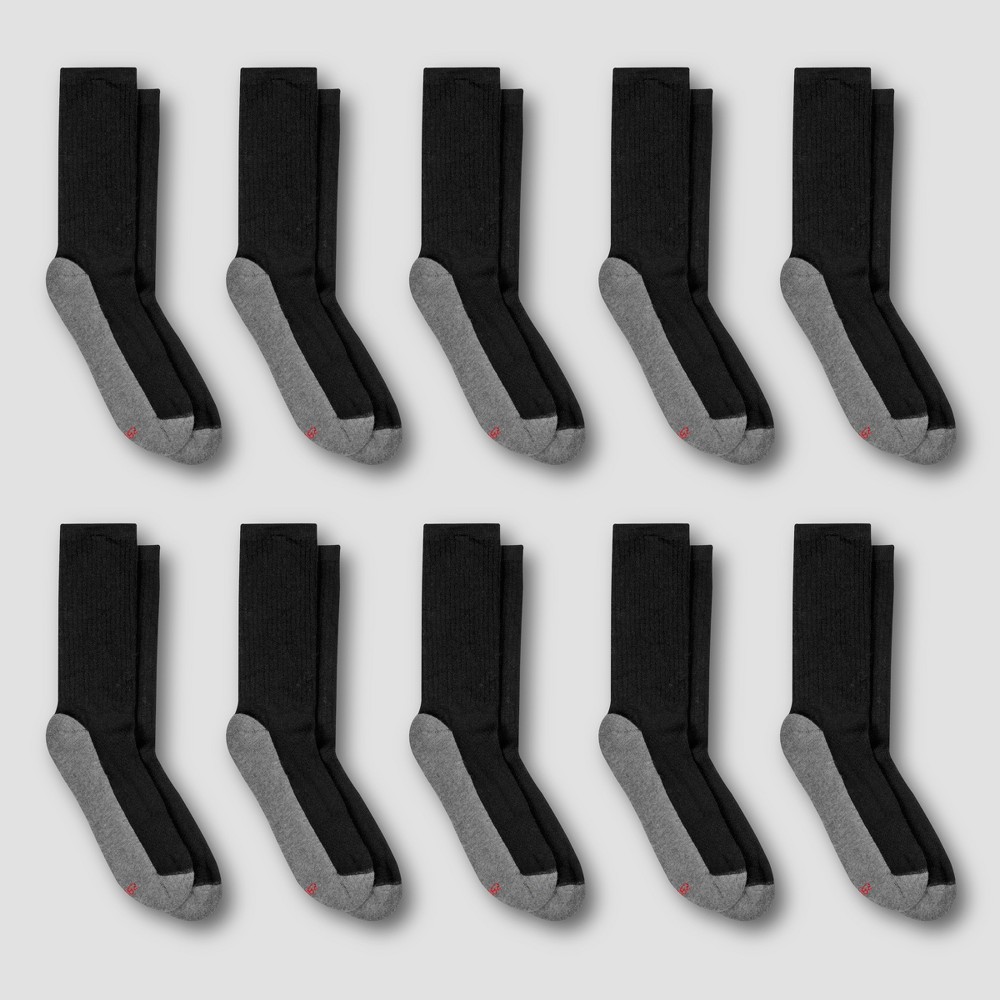Men's Hanes Premium 10pk Crew Socks - Black