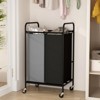 EcoSummer 2-Bag Laundry Hamper Cart with Wheels, Laundry Sorter with 2×10.6GAL Bags, Rolling Organizer,Black. - 3 of 4