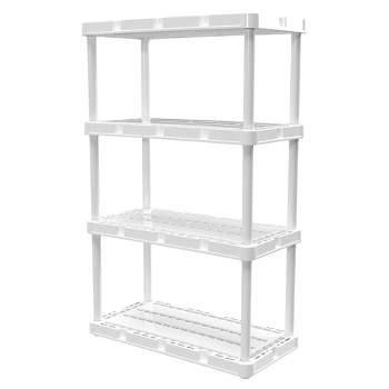 Gracious Living 4 Shelf Knect-A-Shelf Solid Light Duty Storage Unit 24 x 12 x 48" Organizer System for Home, Garage, Basement, and Laundry, Black