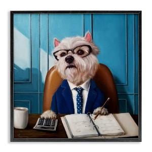 Stupell Industries Office Worker Terrier Dog Framed Giclee Art - 1 of 4