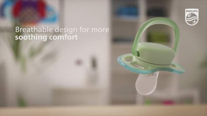 Avent Phillips Ultra Air Pacifier 6-18 Months - Green/Gray - 2pk, 2 of 7, play video