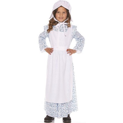 Underwraps Pioneer Girls Costume With Apron And Bonnet