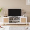 GustoWave 57.8" TV Entertainment Cabinet, TV Stands with Rattan Sliding Doors & Adjustable Shelf for Living Room Bedroom - 2 of 4
