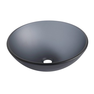ChicFurnit Bathroom Sinks Tempered Glass Rectangle Vessel Sink Versatile Design for Bathroom, Grey, 16.5"*16.5"*5.7"