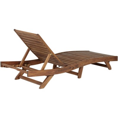 Natural Wood Adjustable Outdoor Lounger Chair with Arms