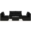 Costway 5 Piece Outdoor Furniture Set with Seat & Back Cushions Tempered Glass Tabletop Black/Blue - 4 of 4