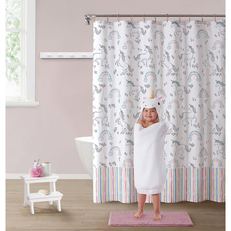 Kate Aurora Montauk Accents Complete 5 Piece Juvi Unicorns Themed Fabric Shower Curtain Bathroom Set, 2 of 14