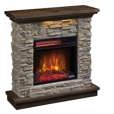 Austin Smoky Gray Stone Electric Fireplace Mantel