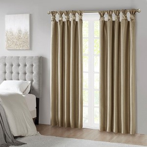 PAGED 50x84 Inch Polyester Twist Tab Lined Blackout Curtains,Faux Silk Sheen Base Face Fabric Curtain Panels for Living Room,Bedroom - 1 of 4