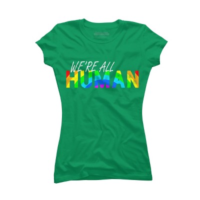 Adult Design By Humans We're All Human Rainbow Pride By JuTrading T-Shirt