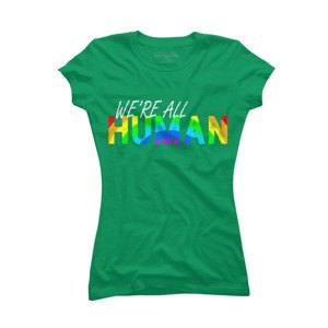 Adult Design By Humans We're All Human Rainbow Pride By JuTrading T-Shirt - 1 of 2