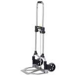 Magna Cart Personal MCI Folding Steel Luggage Hand Truck Cart with Telescoping Handle and Ball Bearing Rubber Wheels, 160 Pound Capacity, Silver/Black