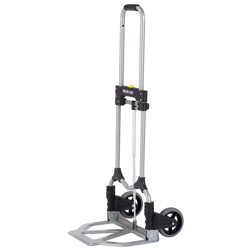 Magna Cart Personal MCI Folding Steel Luggage Hand Truck Cart with Telescoping Handle and Ball Bearing Rubber Wheels, 160 Pound Capacity, Silver/Black, 1 of 7