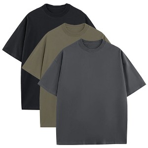Blu Rock Men's Oversized Heavyweight Cotton Crew Neck Short Sleeve Tee Loose Fit Tops-3 Pack - 1 of 3