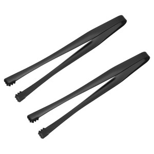 Unique Bargains Stainless Steel Ice Tongs for Appetizers, Charcuterie, Dessert, Tea Party, Bar, Cafe Serving 6" Black 2 Pcs - 1 of 4