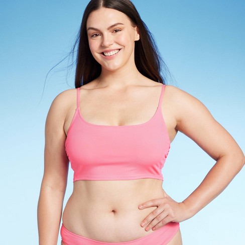 Women's Longline Ribbed Bikini Top - Shade & Shore™ Pink Xl : Target