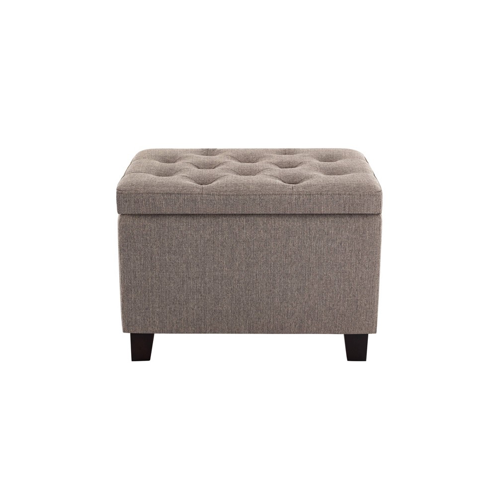 Photos - Pouffe / Bench 24" Tufted Storage Ottoman and Hinged Lid Gray - WOVENBYRD