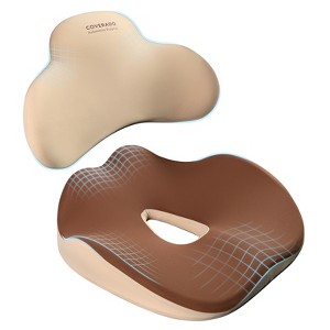 Coverado Seat Cushin and Lumbar Support For Car Seat, Office/Home Chair, Memory Foam Cushion and Lumbar Pillow - 1 of 4