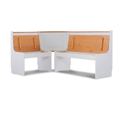 Ardmore White and Natural Finish Corner Nook Dining Set