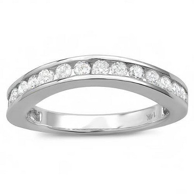 Pompeii3 1 1/20ct Curved Diamond Wedding Ring Enhancer 14K White Gold