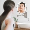 FUNTOUCH Rechargeable Lighted Oval Wall Mounted Makeup Mirror 2-Sided 1X/7X Magnifying 3 Lights Option Dimmable Extended Foldable Arm - 3 of 4