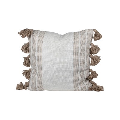 Taupe Polyester with Polyester Fill 18x18 Hand Woven Pillow - Foreside Home & Garden