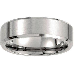 Pompeii3 Stainless Steel Mens Brushed Beveled 7MM Comfort Fit Band - 1 of 3