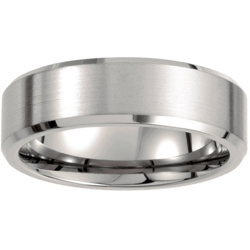 Pompeii3 Stainless Steel Mens Brushed Beveled 7MM Comfort Fit Band - image 1 of 3