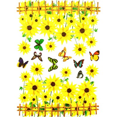 Slickblue Colorful Butterfly & Blooming Flowers Wall Stickers - Decorative Vinyl Decals for Living Rooms - 19.6"x27.5"