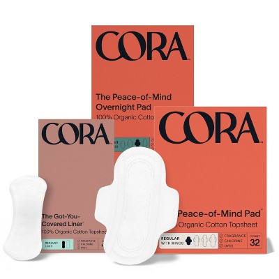 Cora Organic Cotton Ultra Thin Regular Fragrance Free Pads With Wings ...