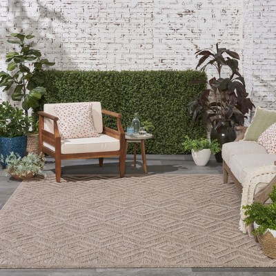 Natural Beige Diamond Flatweave 8' x 10' Indoor Outdoor Rug