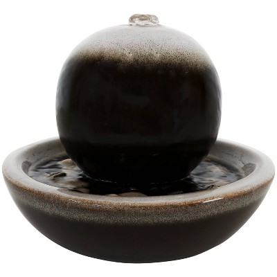 Sunnydaze Indoor Home Office Tabletop Modern Orb Smooth Glazed Ceramic  Water Fountain Feature - 7