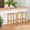 Tangkula Outdoor Wood Bar Stools Set of 2/4 30” Bar Height Acacia Wood Stools with PE Rattan Saddle Seat Outdoor Wicker Bar Chairs - 2 of 4