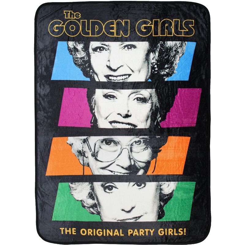 The Golden Girls The Original Party Girls! Character Plush Fleece Throw Blanket Black, 1 of 4