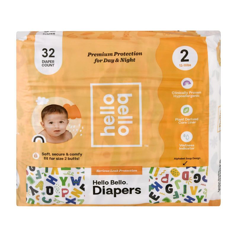 Hello Bello Diapers Size 2 Alphabet Soup Design - 32 ct, 1 of 6