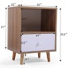 Sevobal Nightstands Set Of 2 Elegant Low Foot Bedside Table With Drawer, Open Compartment, And Pine Wood Legs, original wood color, 21.4"*15.8"*11.9" - 3 of 4