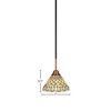 Toltec Lighting Paramount 1 - Light Pendant in  Matte Black/Brass with 7" Starlight Art Glass Shade - 2 of 2