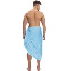 HAPPY BAY Men's Swimwear Beach Vacation Sarong Wrap for Men One Size Blue_White Leaf - 3 of 4