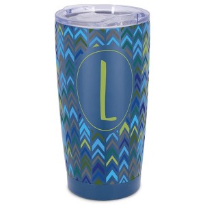 Elanze Designs L Monogram Herringbone Arrows Wrap-Around Design 20 Ounce Stainless Steel On-The-Go Coffee Mug, Thermal Travel Tumbler with Leak - 1 of 4