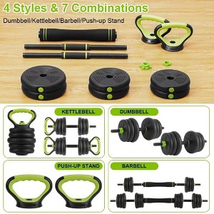 Adjustable Kettlebell Set, 4 in 1 Adjustable Dumbbell Set,66lbs Weight Set Used as Kettlebells, Barbell, Push up Stand ,Round - 1 of 4