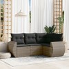 vidaXL 4 Piece Patio Sofa Set with Cushions Gray Poly Rattan - With Table - 2 of 4