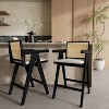 Sapphtopaz Modern Woven Bar Stools Set of 2 Wooden Dining Chairs with Cane Back, Counter Height Bar Stools for Kitchen, Living Room - 2 of 4