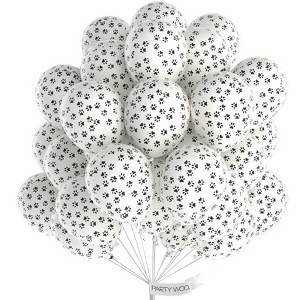 PartyWoo Balloons Paw White Dog Print Matte 12 Inch 50 pcs - 1 of 4