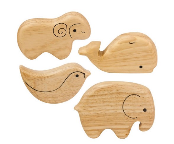 Kaplan Early Learning Company Soft Sounds Wooden Animal Shakers - Set of 4