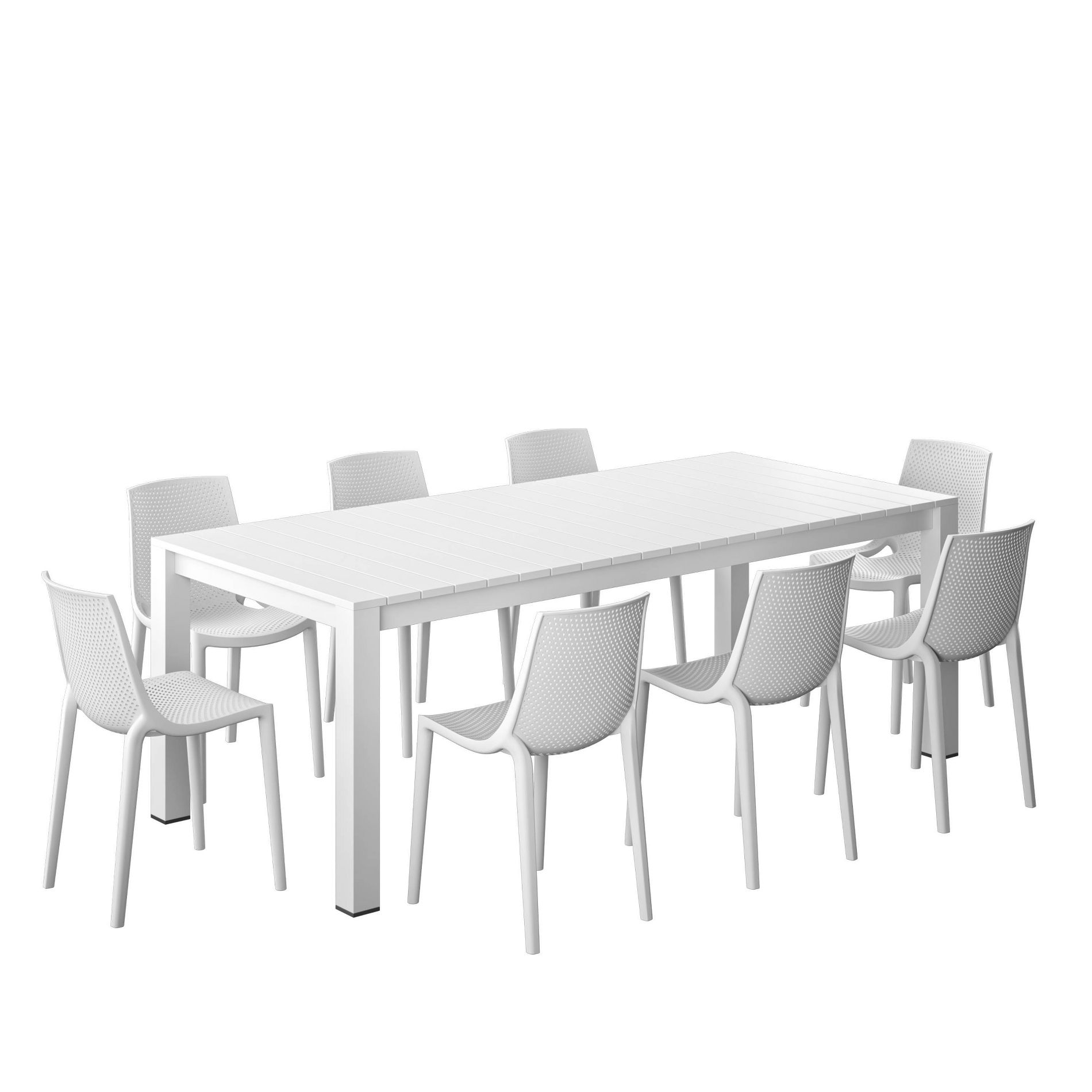 Amazonia Leblon 9pc Aluminum Rectangular Patio Dining Set White