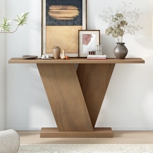 Christopher Knight Home Helga Modern Minimalist V-Base Design Wood Console Table - 1 of 4
