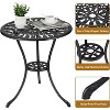 23.6" Round Cast Aluminum Patio Bistro Table, Outdoor Coffee Bistro Side Table with Umbrella Hole, Dining Desk for Backyard, Garden, Porch, Pool - 3 of 4